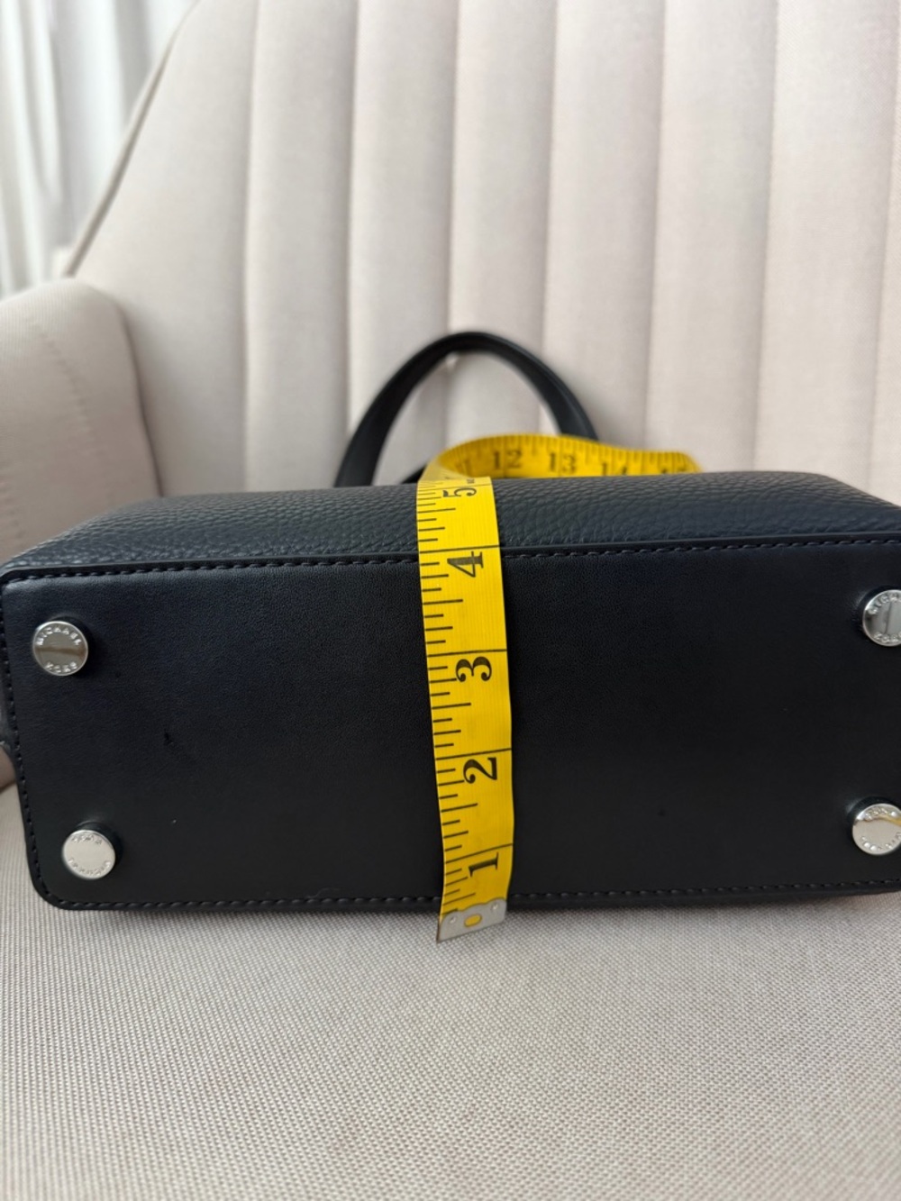 Michael Kors Black Pebbled Leather Satchel with Belt Detail - Picture 6 of 7